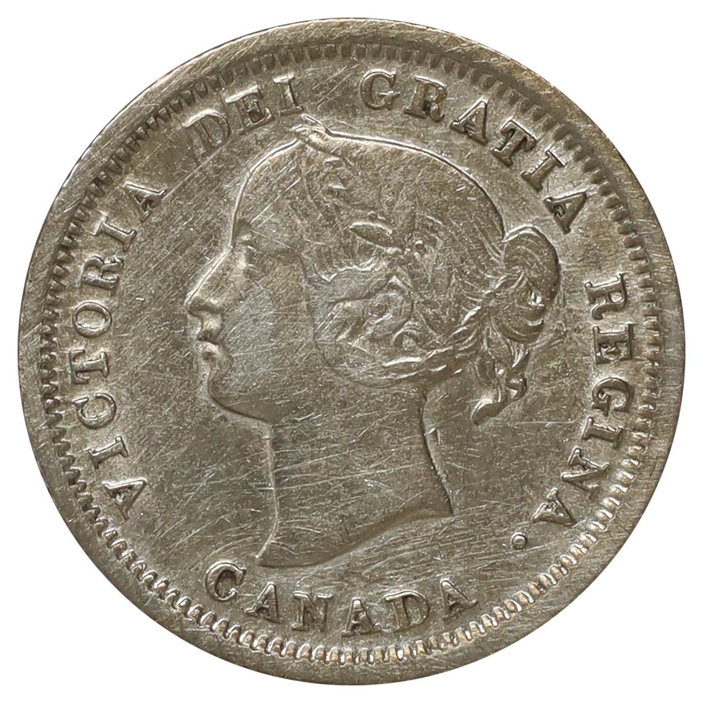 1858 Large Date RP2 Canada 5-cents VF-EF (VF30) Scratched, marks, or impaired