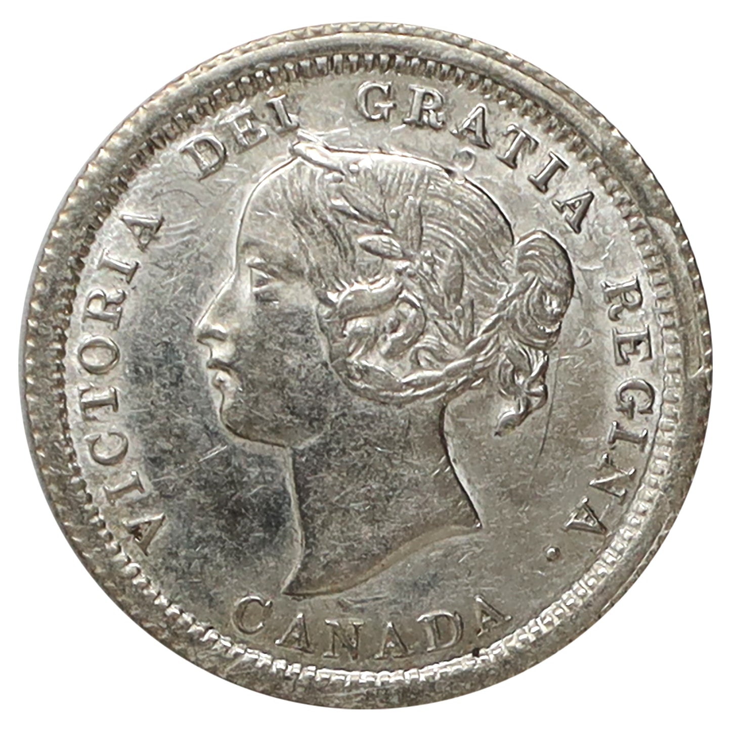 1870 Wide Rim Canada 5-cents AU-UNC (AU55) Scratched, marks, or impaired