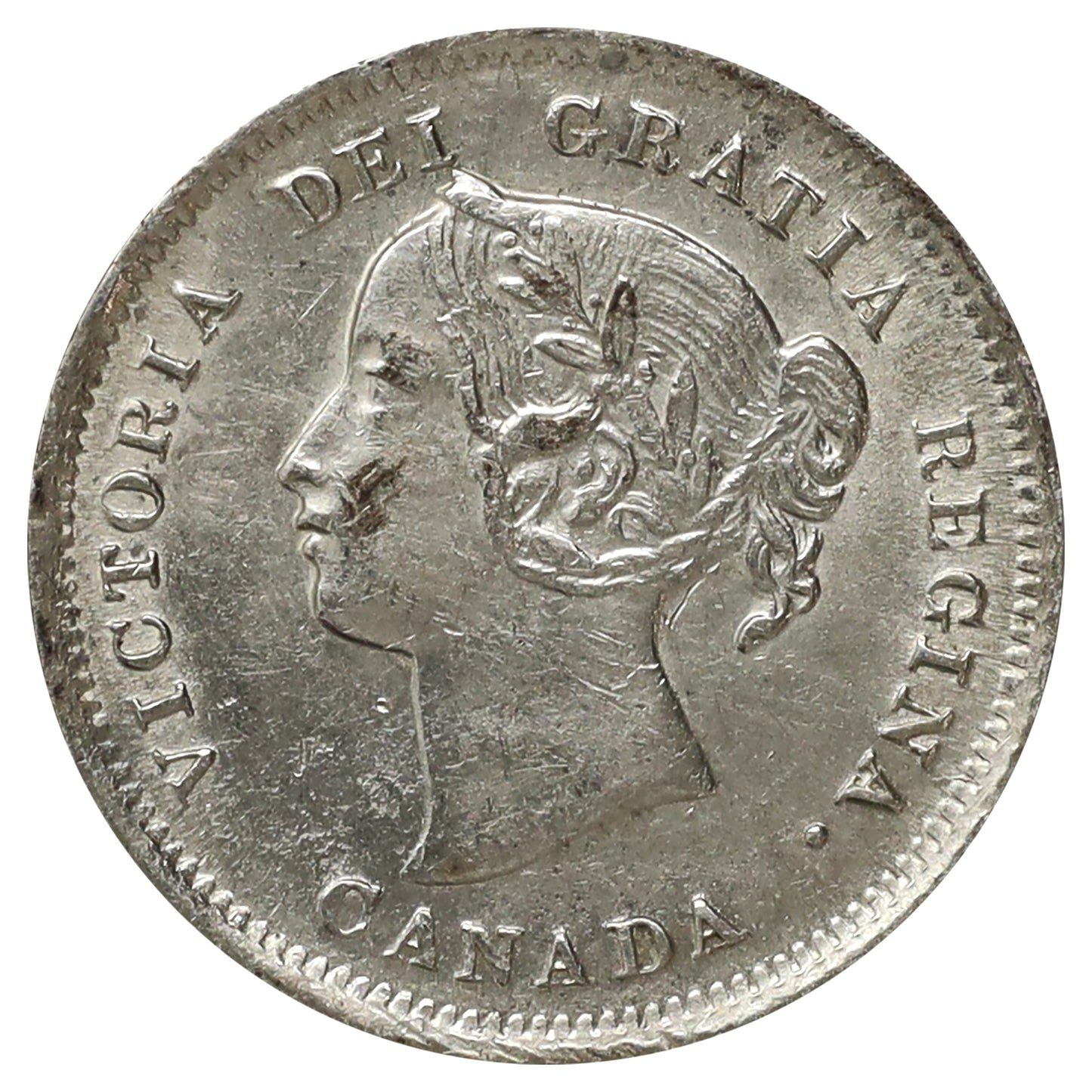 1899 Canada 5-cents Almost Uncirculated (AU50) Scratched, marks, or impaired