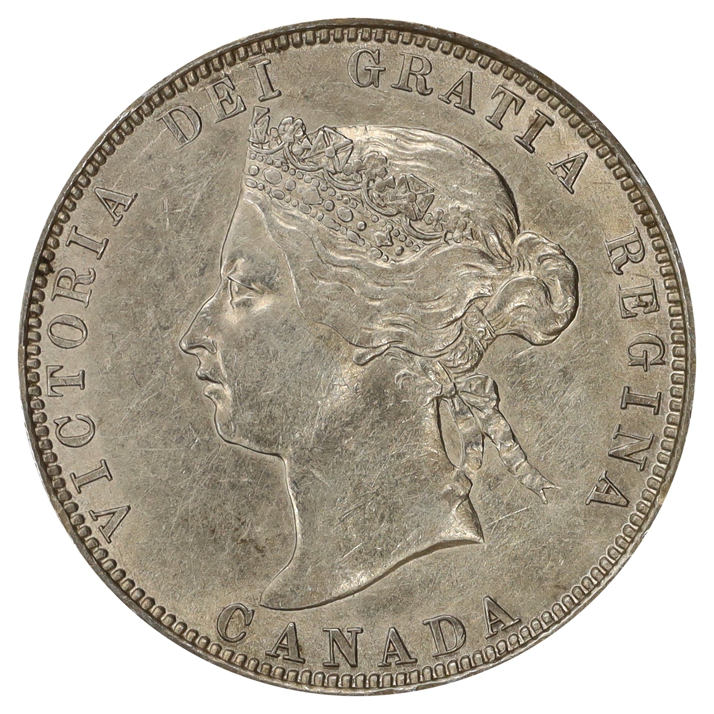 1874H Canada 25-cents EF-AU (EF45) Scratched, marks, or impaired