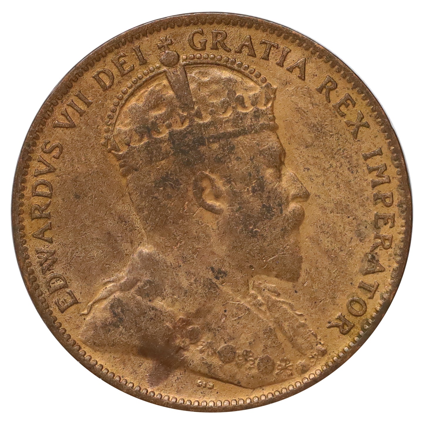 1909 Newfoundland 1-cent F-VF (F15) Scratched, marks, or impaired