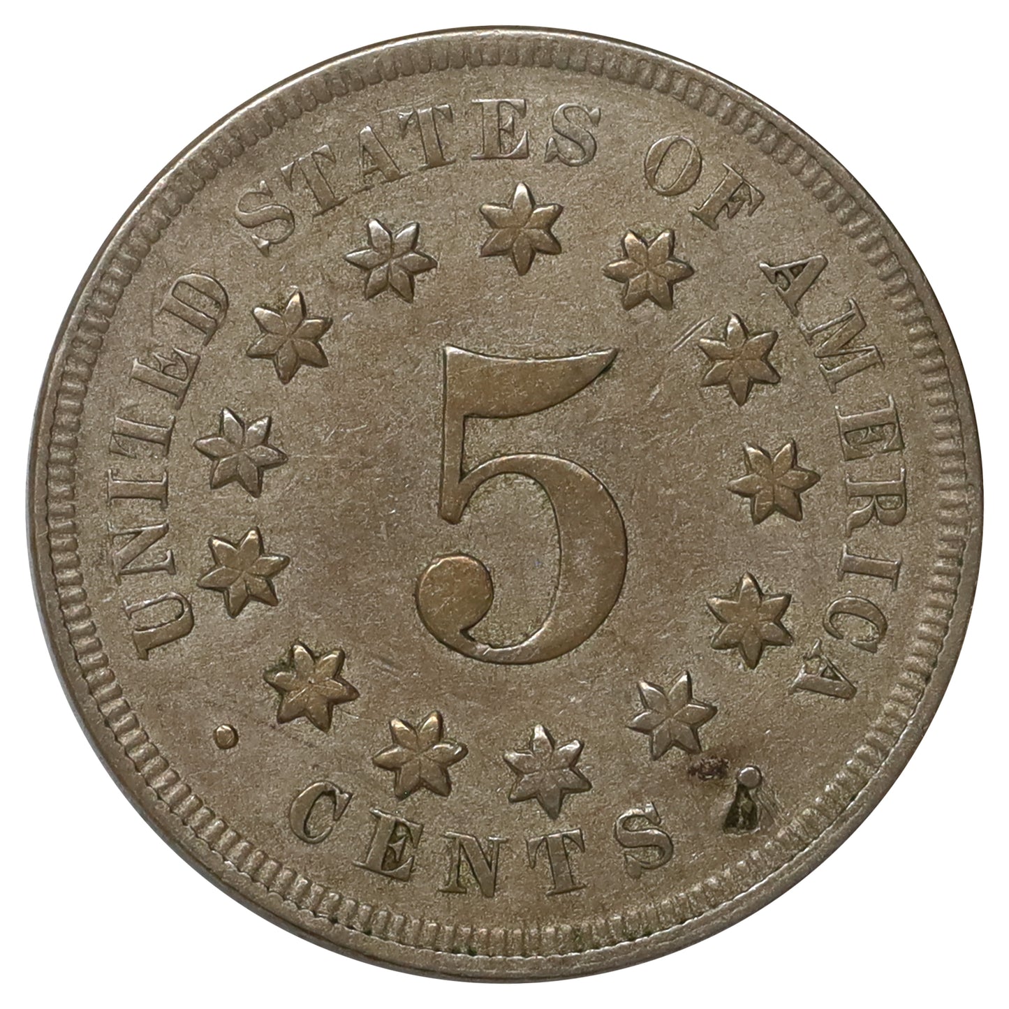 1867 No Rays USA Nickel EF-AU (EF45) Scratched, marks, or impaired