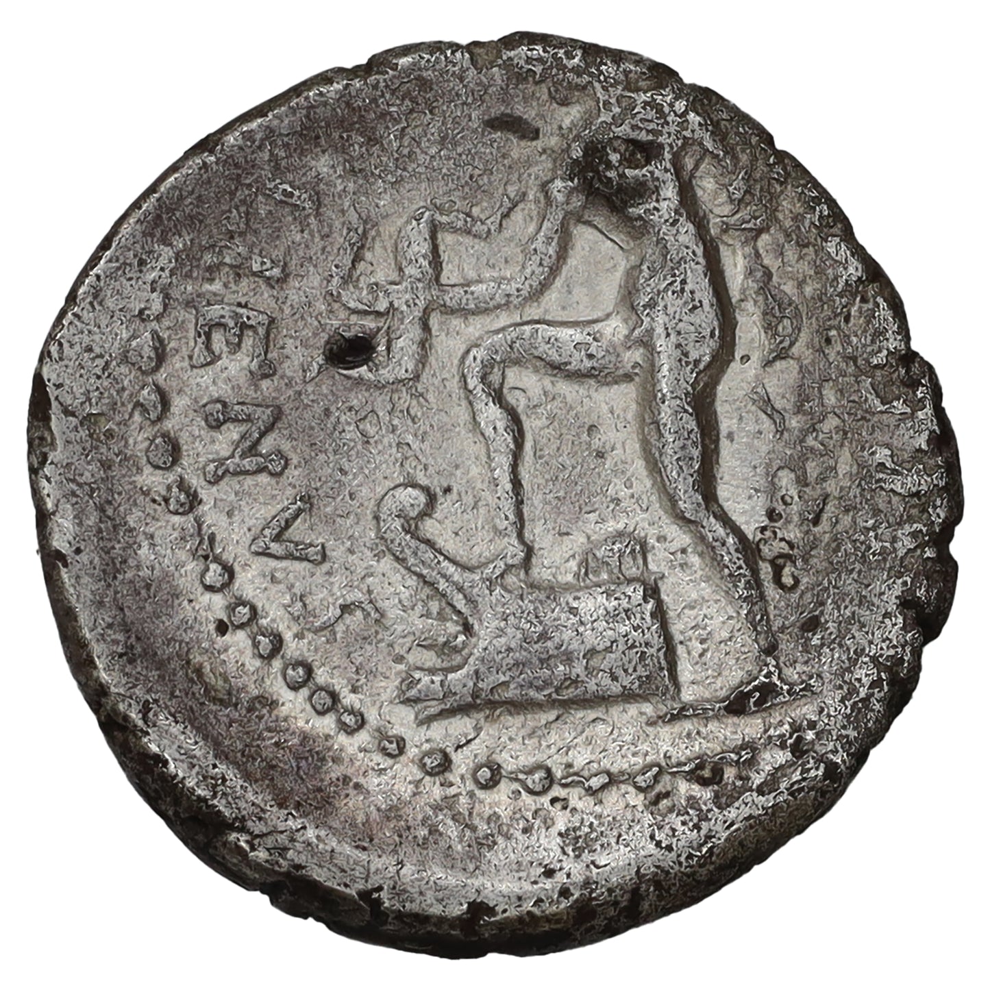 Ancient Roman Republic 47 BC Julius Caesar Rev. Trinacrus Silver Denarius VF-EF (VF30)