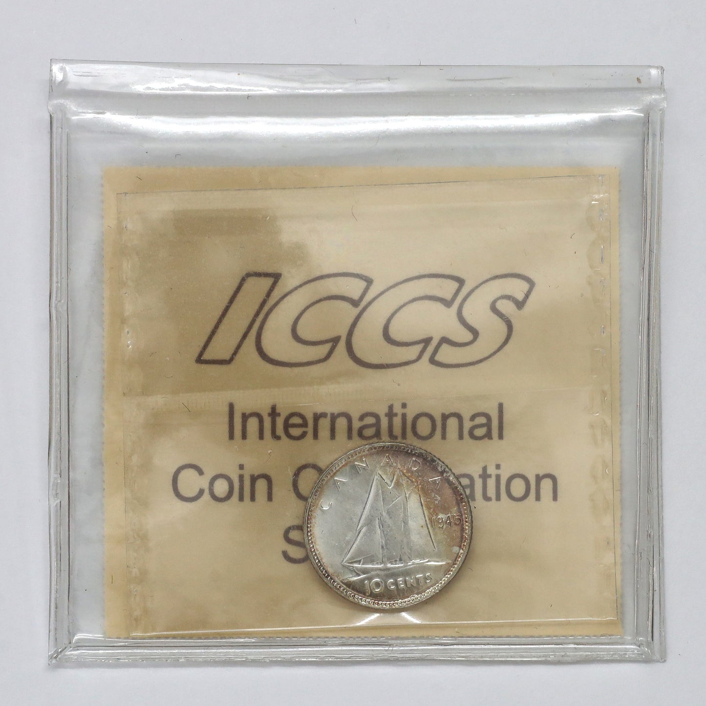 1945 Canada 10-cents ICCS Certfied MS64 (Lightly Toned)