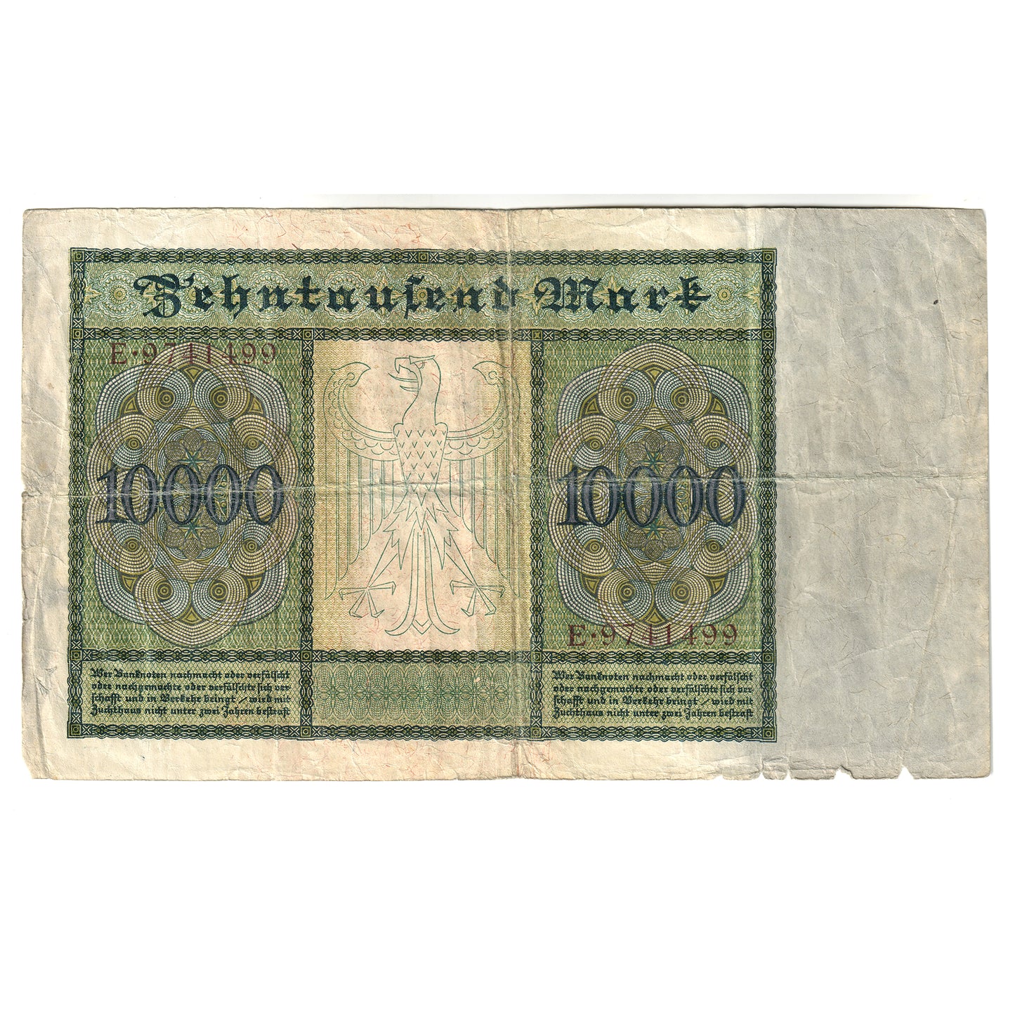 Germany 1922 10,000 Mark Note, Pick #70