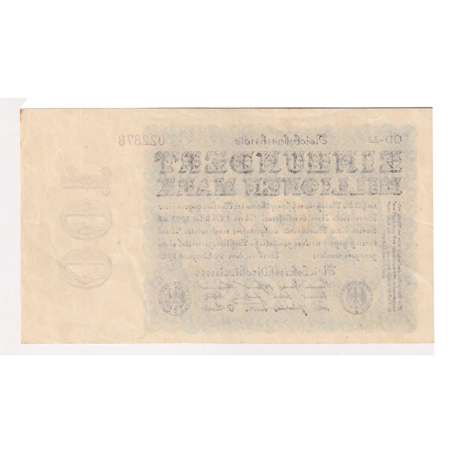 Germany 1923 100 Millon Mark Note, Pick #107