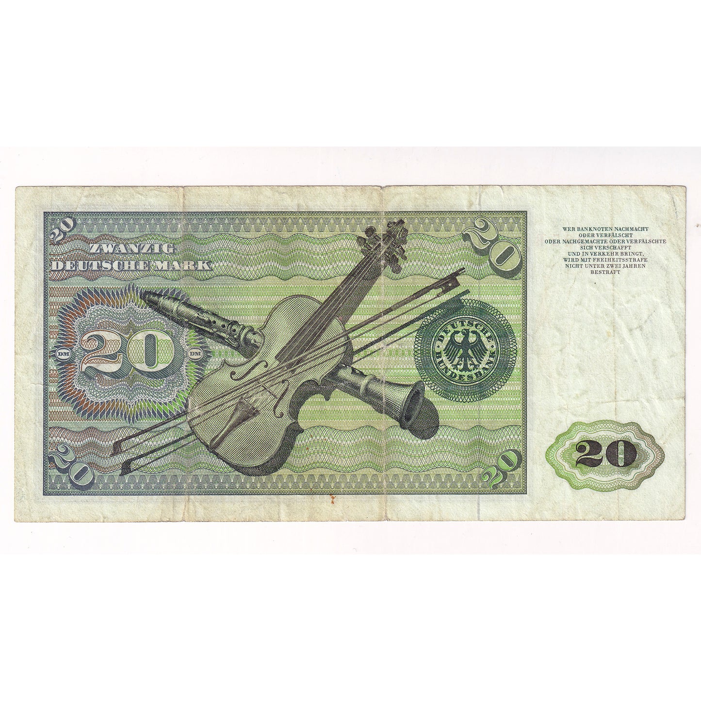 Germany 1970 20 Mark Note, Pick #32b, VF-EF (VF30)