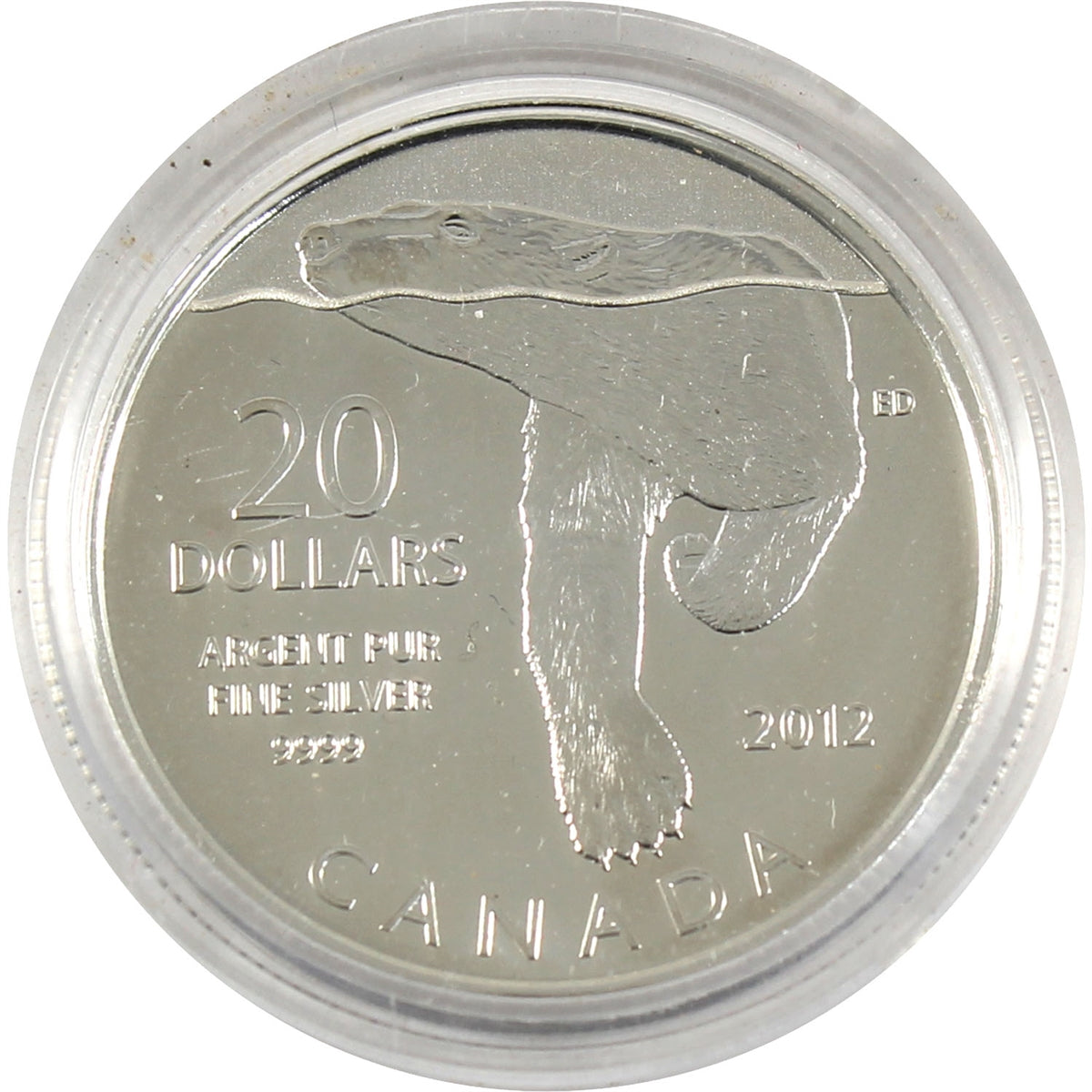 2012 Canada $20 Polar Bear ($20 for $20 #3) Fine Silver (TAX Exempt) Capsule Only