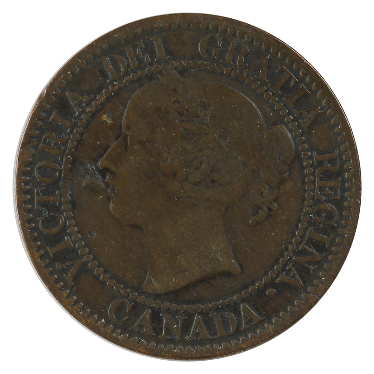 1858 Canada 1-cent Fine (F-12) Scratched, Cleaned, or Impaired