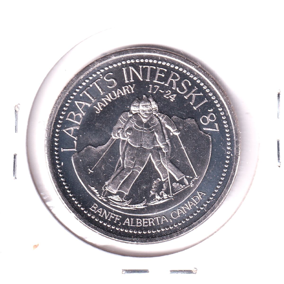 1987 Banff/Lake Louise, AB, Trade Dollar Token: Labatt's Interski '87 / Mount Temple