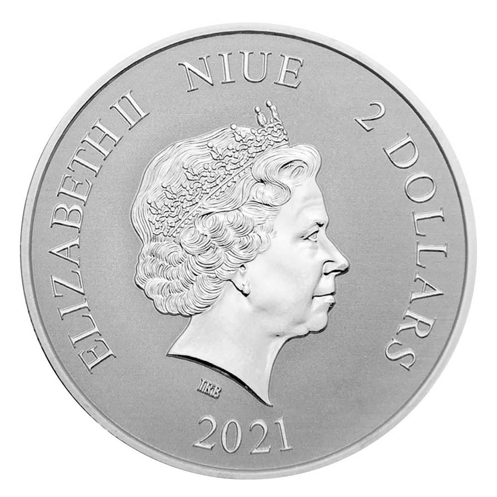 2021 Niue $2 Celestial Animals: The Black Turtle 1oz .999 Silver Coin (No Tax) Hairline Scratches