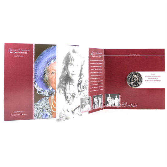 Great Britain 2000 5 Pounds The Queen Mother Centenary Crown in Folder (Folder wear)