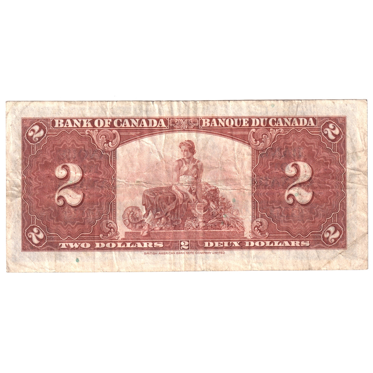 BC-22c 1937 Canada $2 Note, Coyne-Towers, B/R, VF (Dam'g)