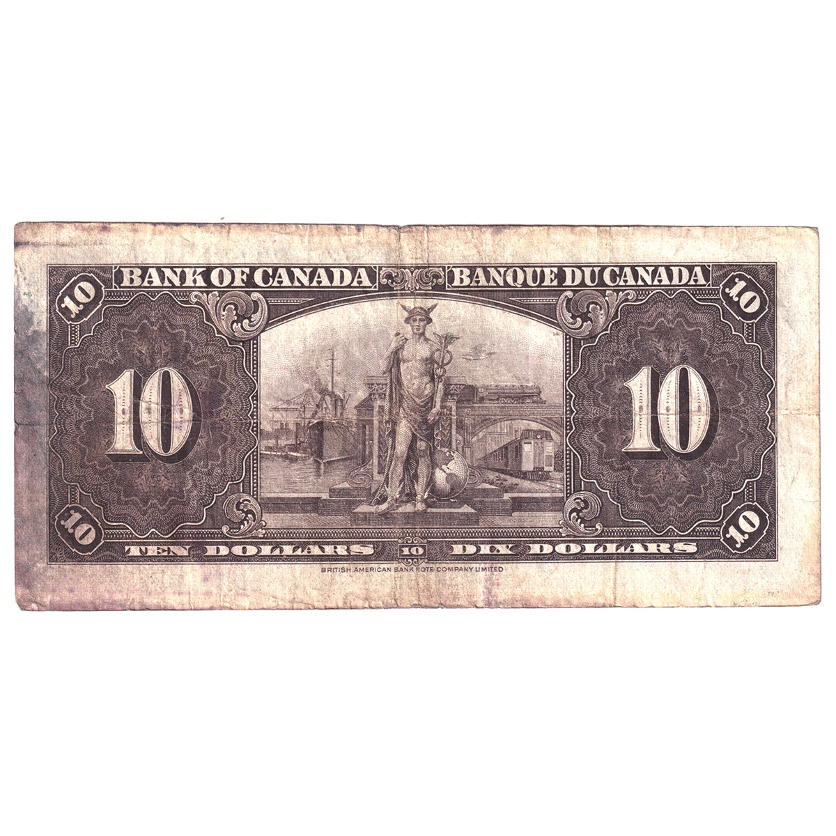 BC-24c 1937 Canada $10 Note, Coyne-Towers, Fine (Tears, holes, or damaged)
