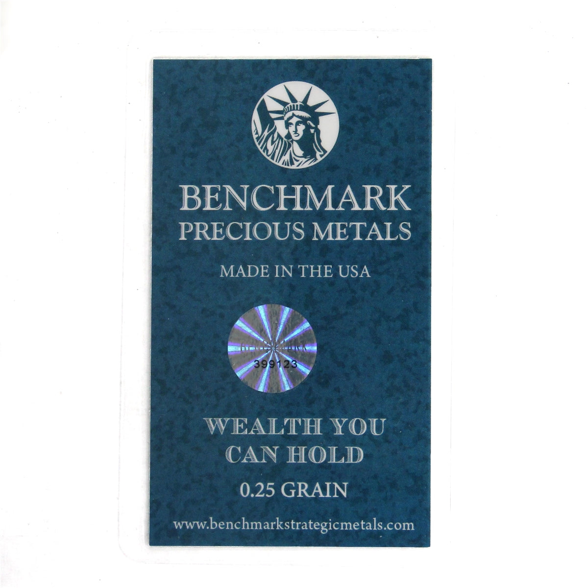 Benchmark Strategic Metals 0.25 Grain .999 Fine Platinum in Card (No Tax)