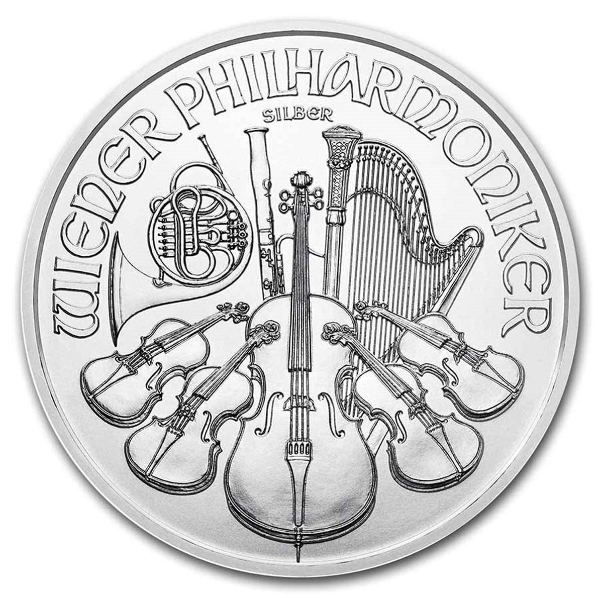 2022 Austria 1.5 Euros Philharmonic 1oz. .999 Silver (No Tax) Minor Hairline Scrat.
