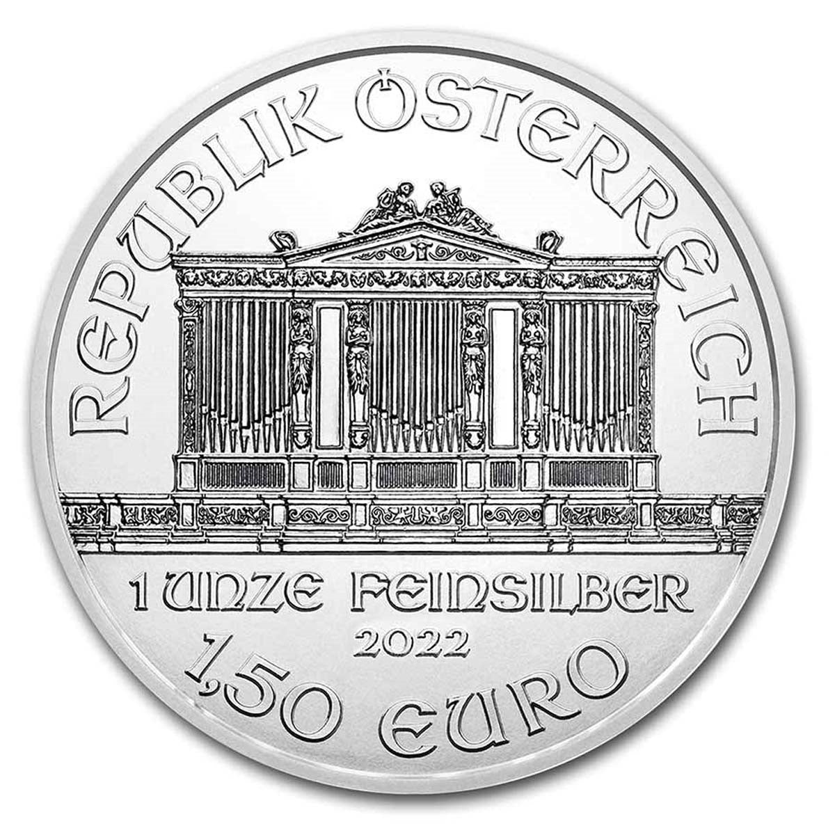 2022 Austria 1.5 Euros Philharmonic 1oz. .999 Silver (No Tax) Minor Hairline Scrat.