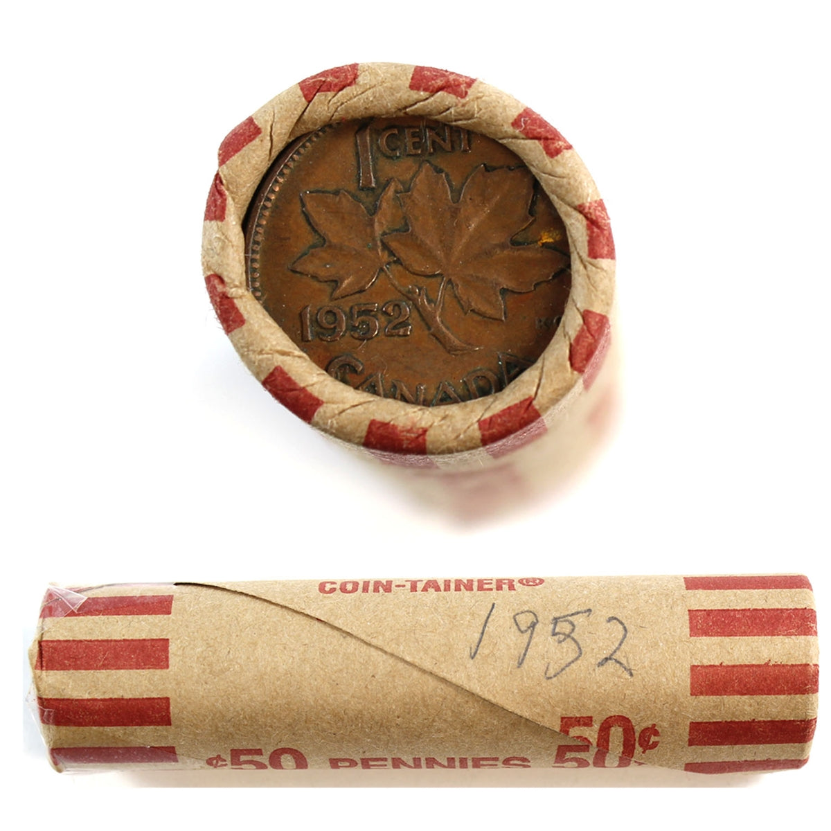 Lot of 50x 1952 Canada George VI 1-cents, Circulated to Average Condition, 50Pcs