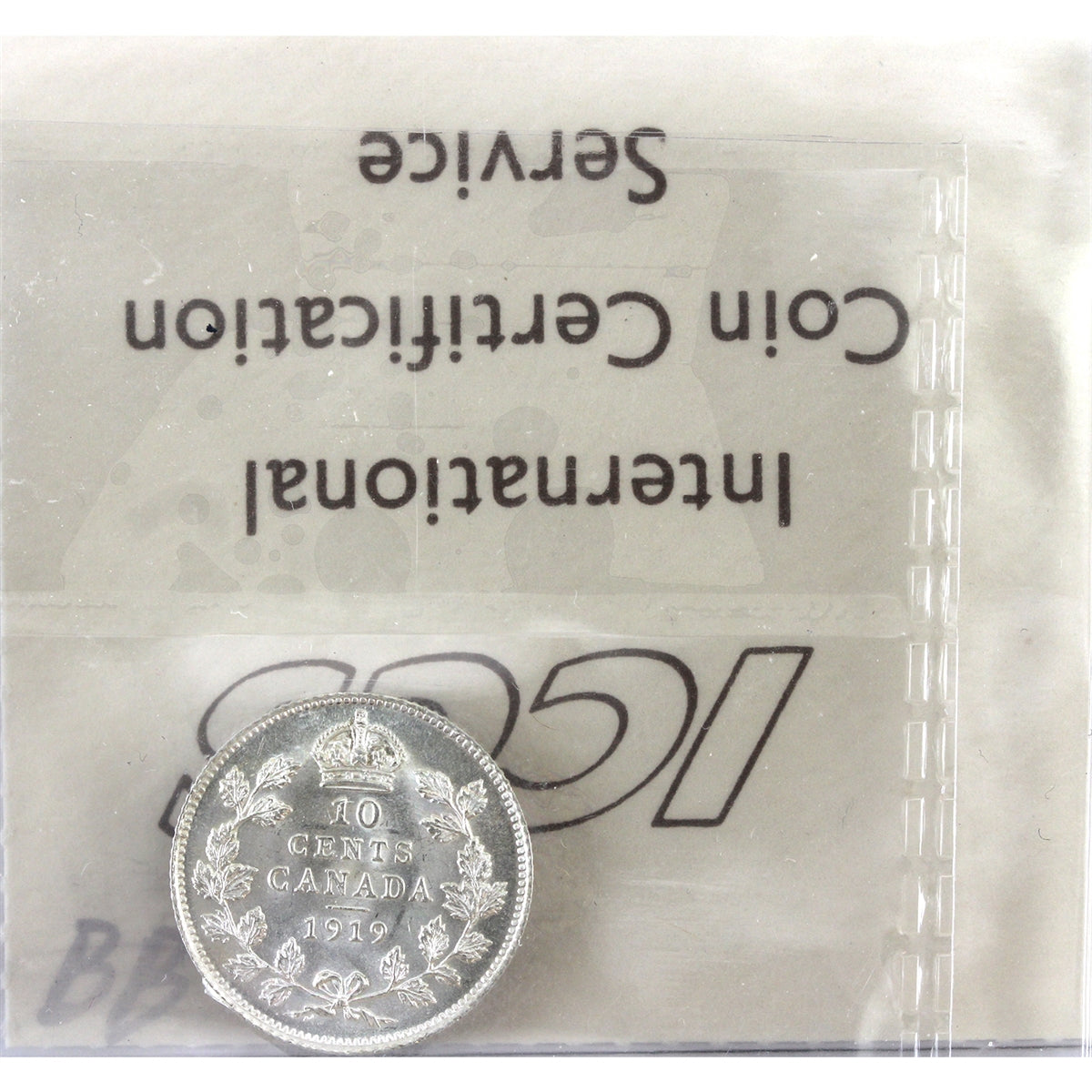 1919 Canada 10-cents ICCS Certified MS62 (Edge Damage)