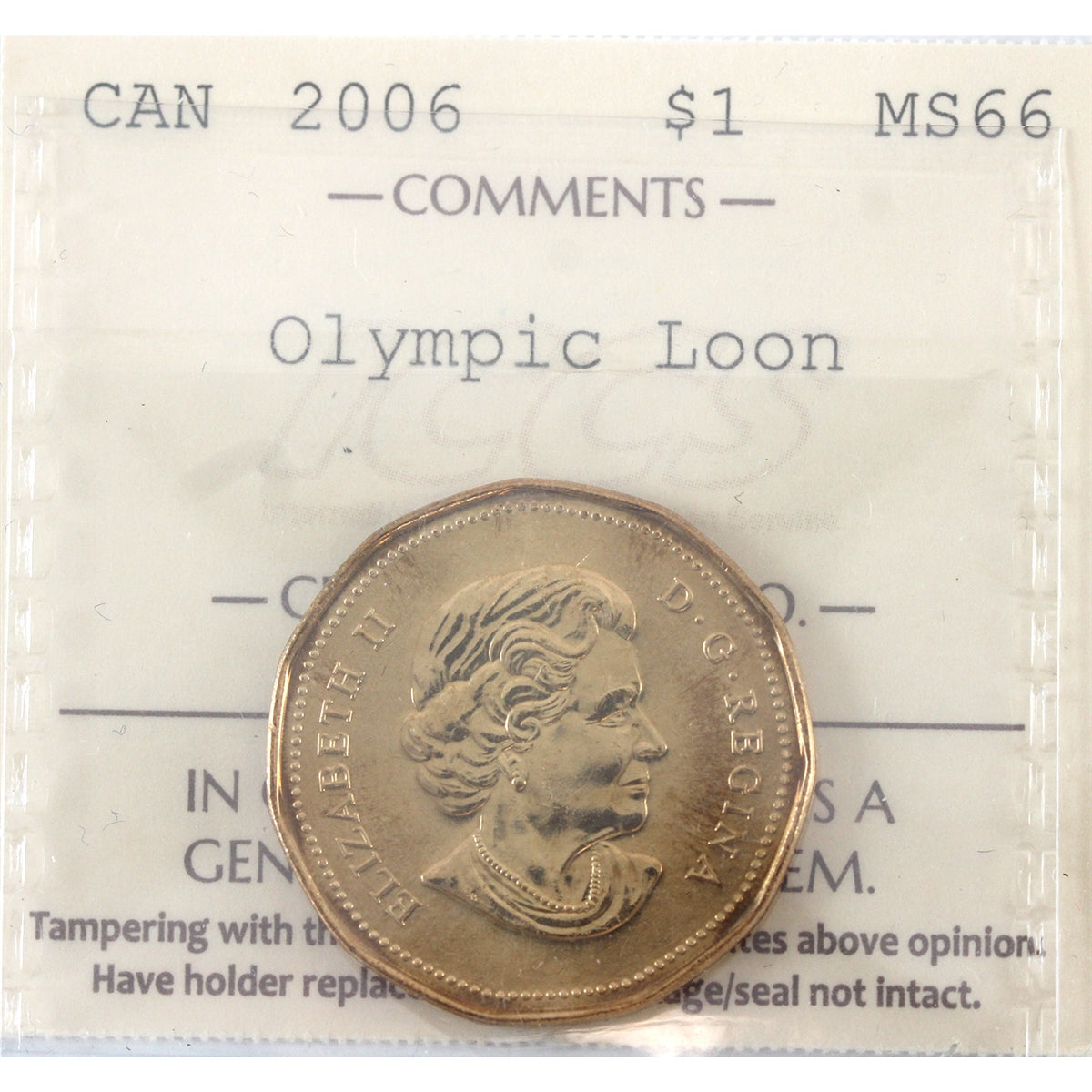 2006 Canada Olympic Loon Dollar ICCS Certified MS66
