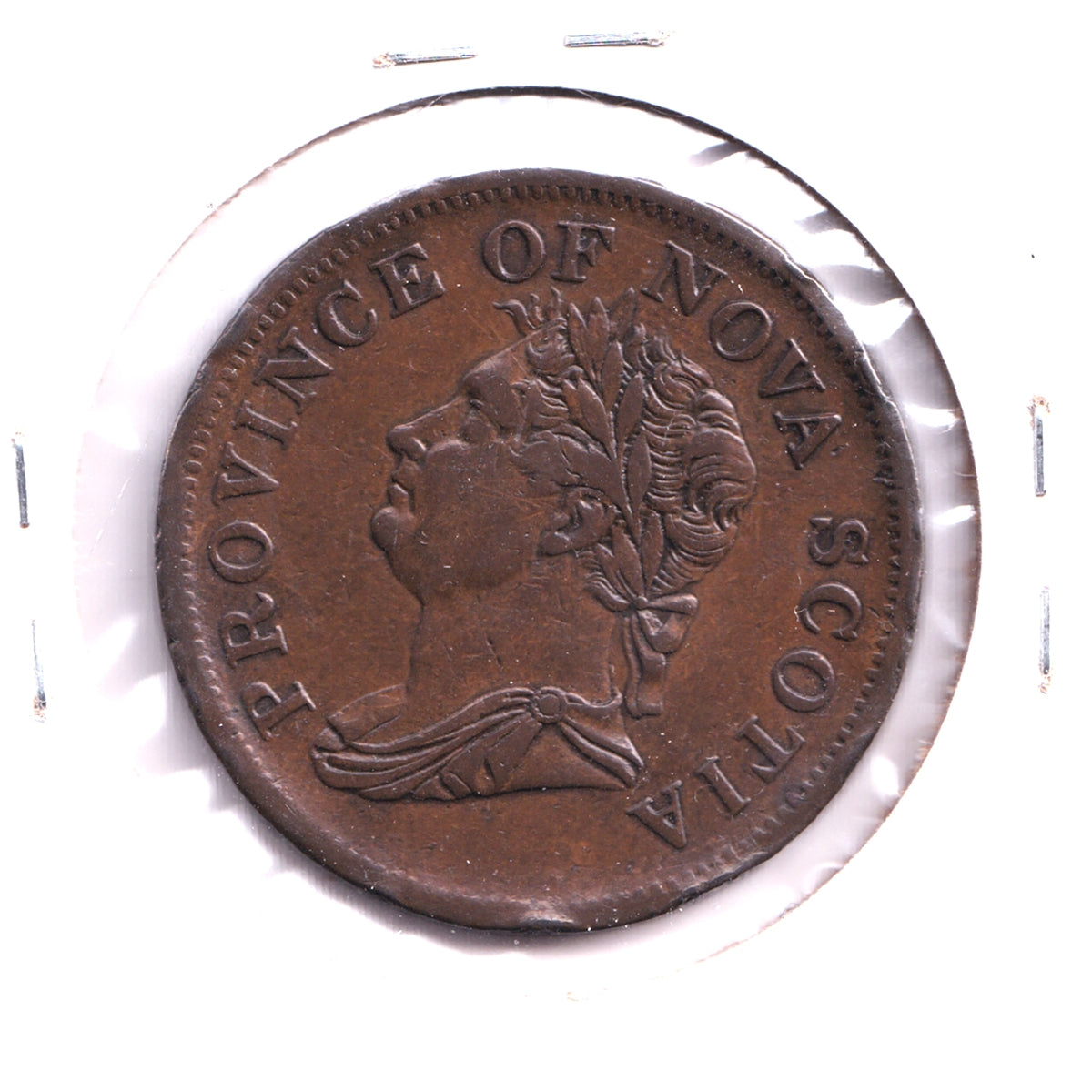 NS-2B3 1832 Nova Scotia George IV Thistle Penny Token, Engrailed, VF-EF (VF30) Nicks