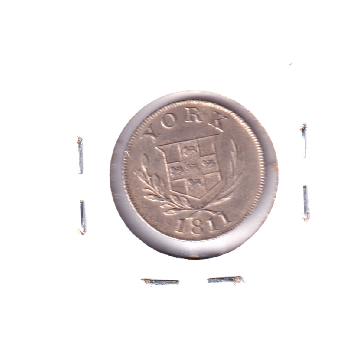1811 York, UK, Cattle and Barber 6 Pence Silver Token