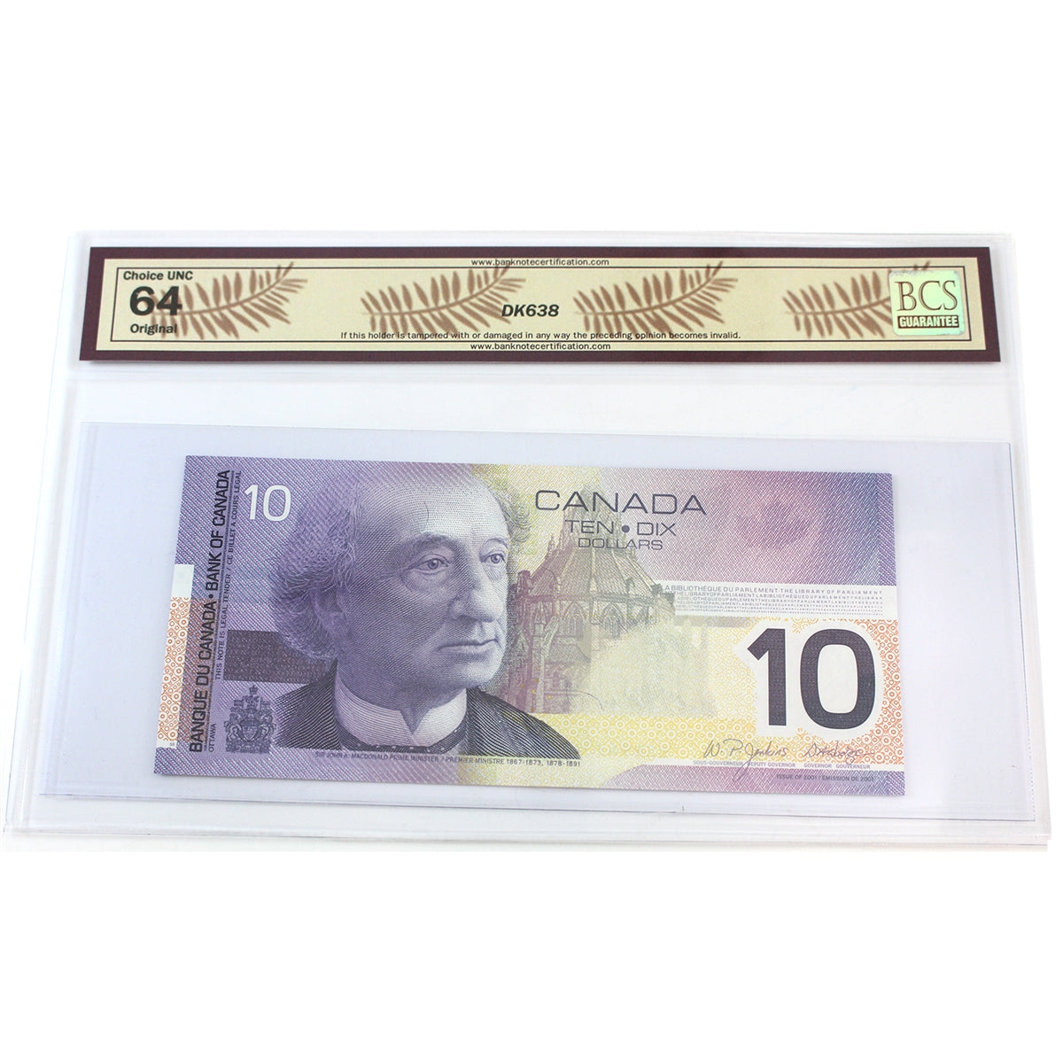 BC-63c 2001 Canada $10 Jenkins-Dodge, Changeover, 2004, BER, BCS Certified CUNC64