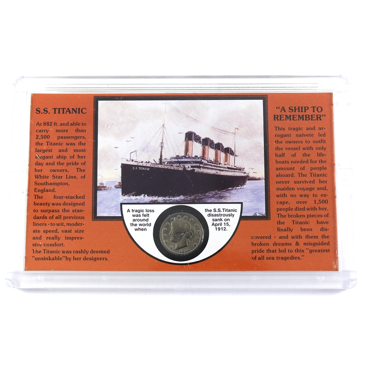 1912 USA Nickel in S.S. Titanic Vintage Holder
