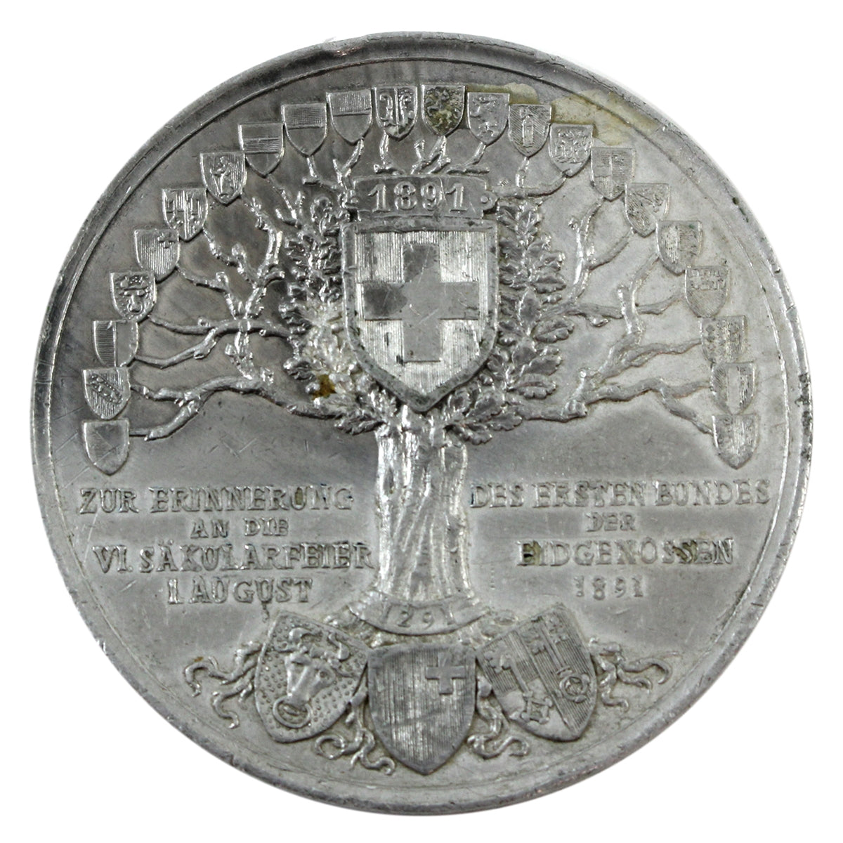 Switzerland 1891 600th Anniversary of the Swiss Confederacy Aluminum Medal by Lauer