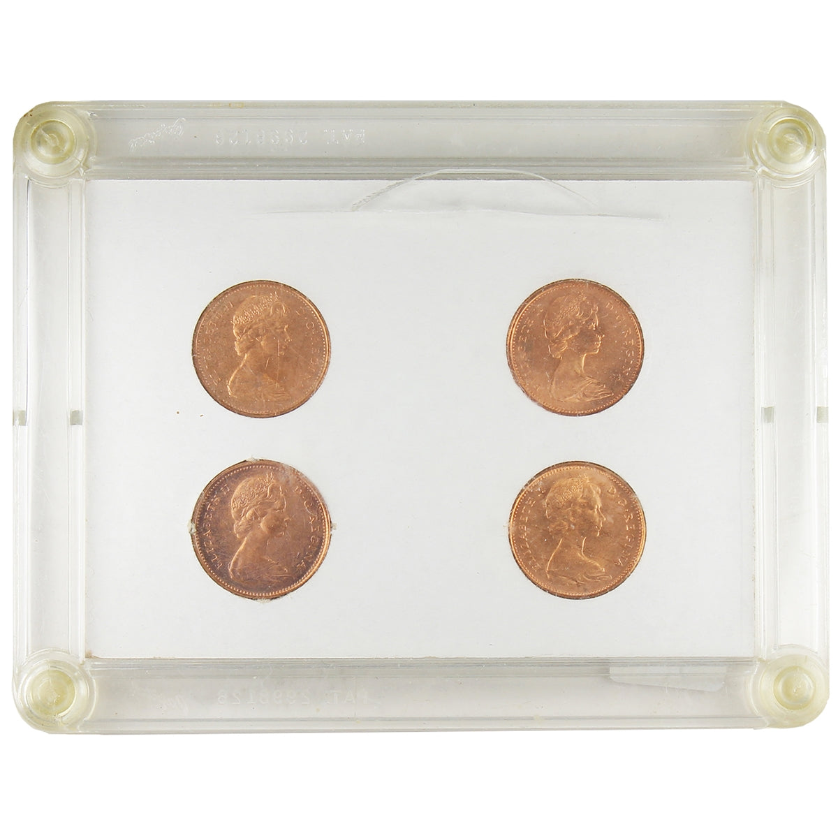 Set of 4x 1965 Canada 1-cent Varieties, 4Pcs in Holder (Holder cracked)