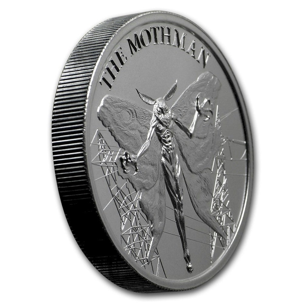 Cryptozoology - The Mothman High Relief 2oz. .999 Silver Round (No Tax) Light Toning/Scr