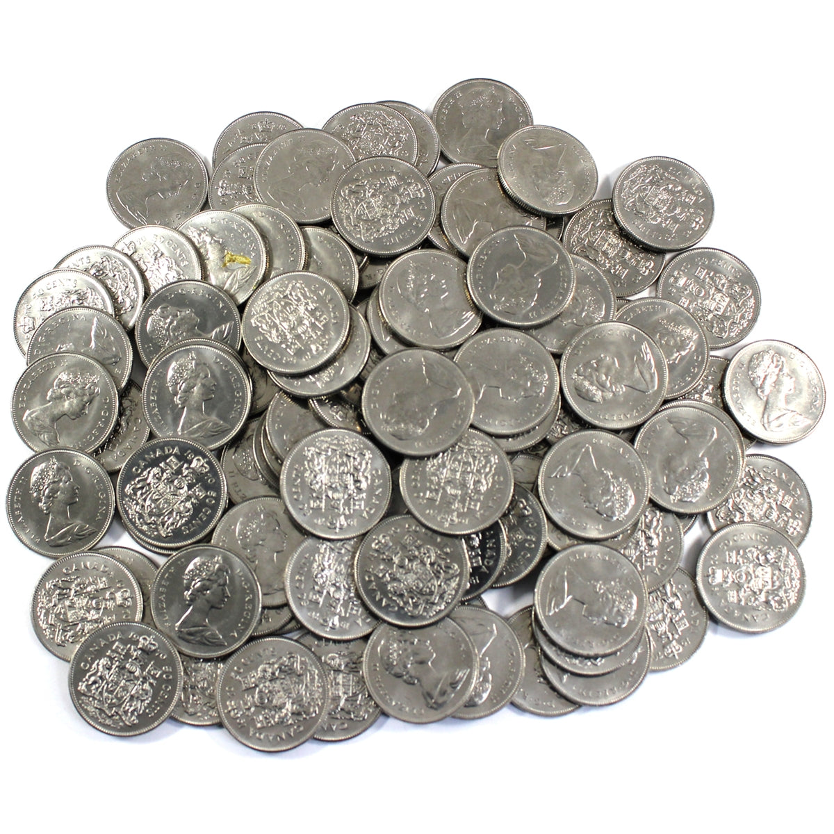 Lot of 100x 1970 Canada Nickel 50-cents, 100Pcs
