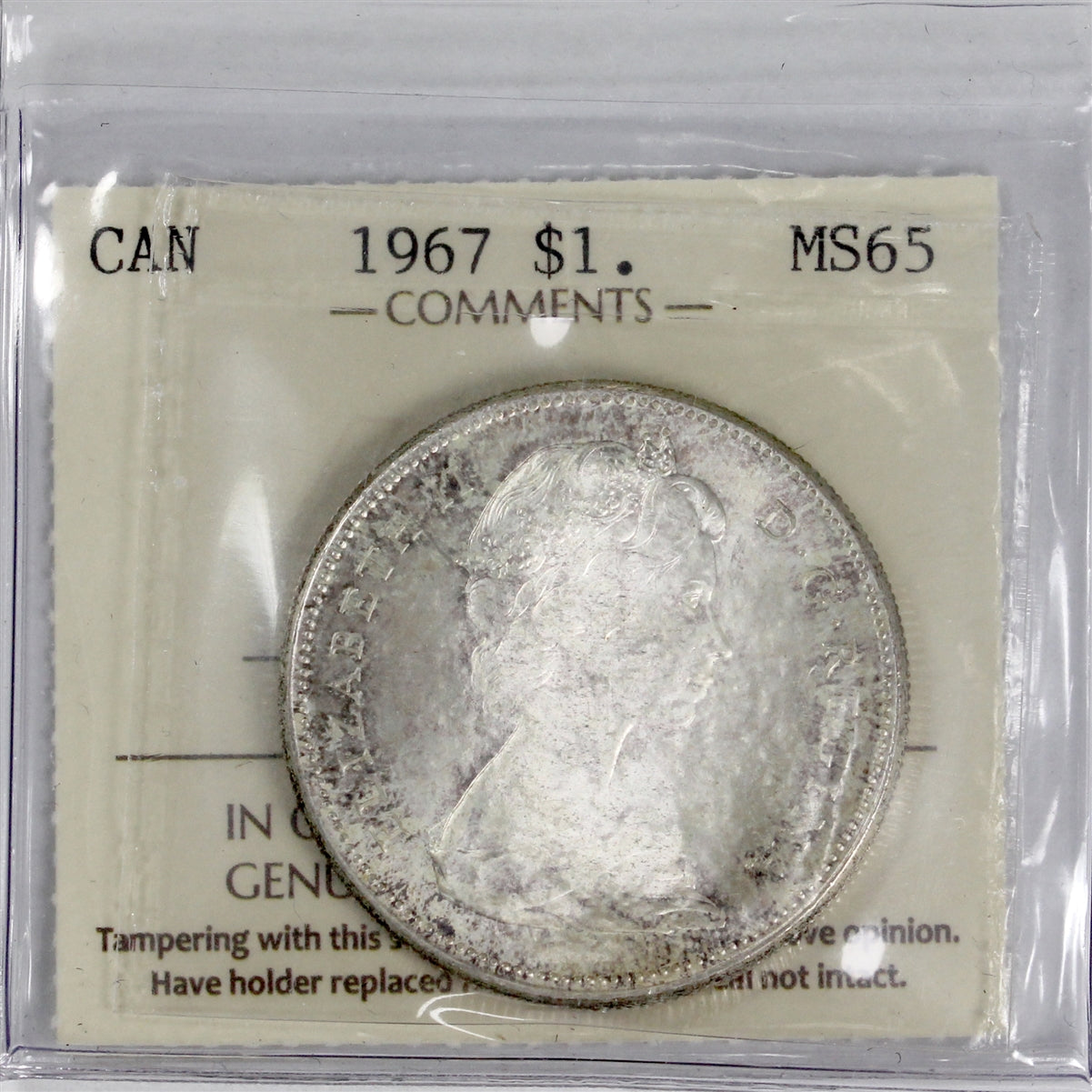 1967 Canada Dollar ICCS Certified MS65 (Lightly toned)