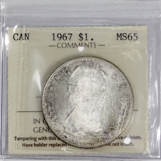 1967 Canada Dollar ICCS Certified MS65 (Lightly toned)