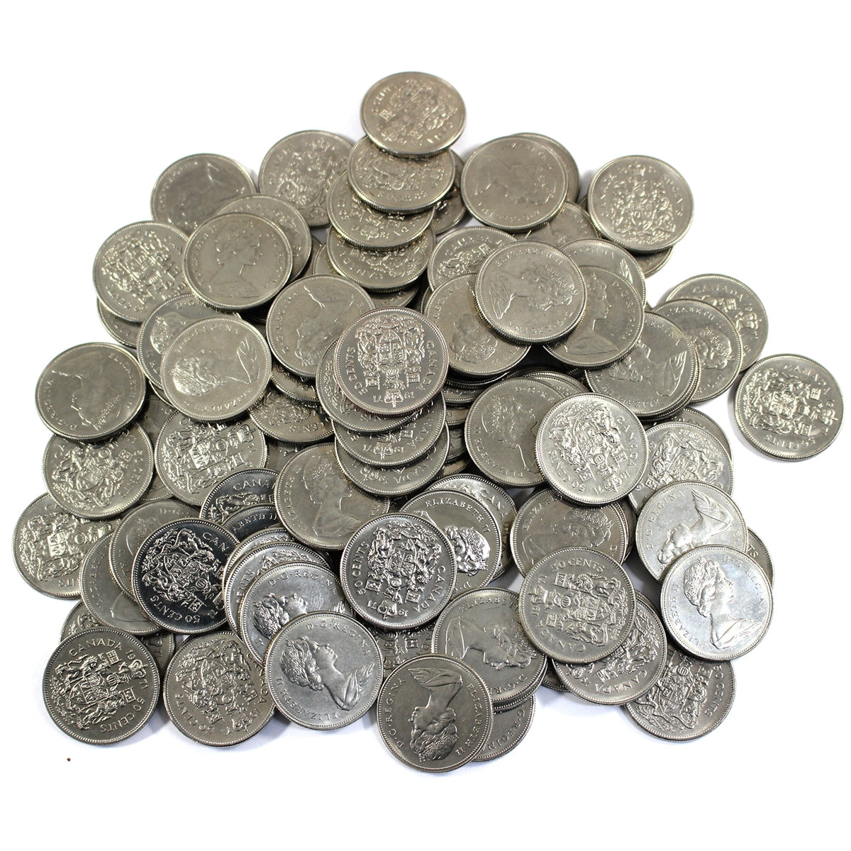 Lot of 100x 1971 Canada Nickel 50-cents, 100Pcs