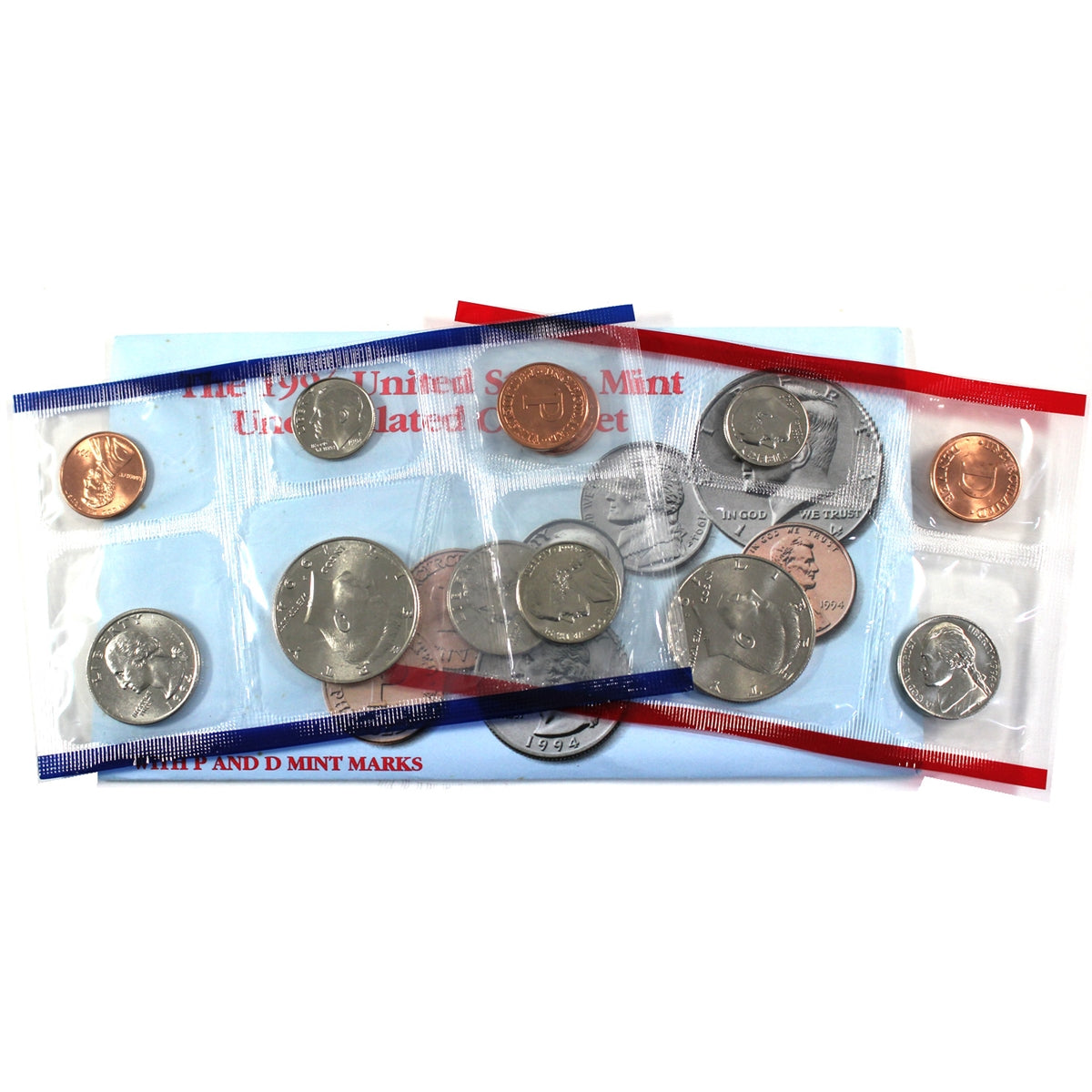 1994 USA P&D Uncirculated Coin Set (May have light toning; light wear on envelope)