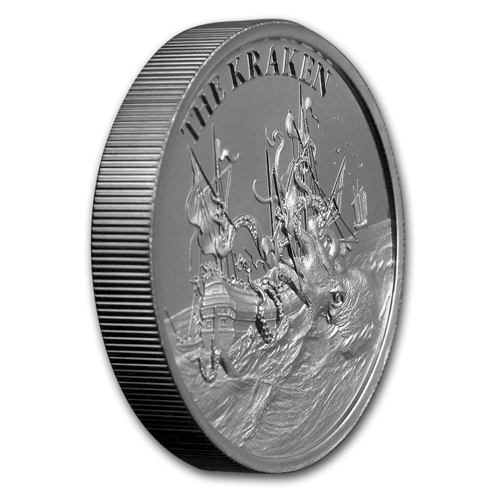 Cryptozoology: The Kraken High Relief 2oz Silver Round (No Tax) Lightly Toned