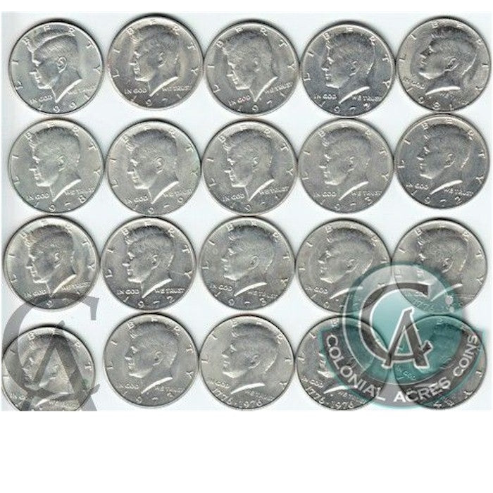 Group lot of 20 x Mixed 1971-2001 Kennedy US Half Dollars. Mega32