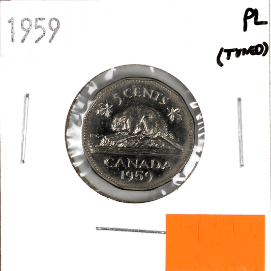 1959 Canada 5-cents Proof Like (Scratched, toned, or impaired)