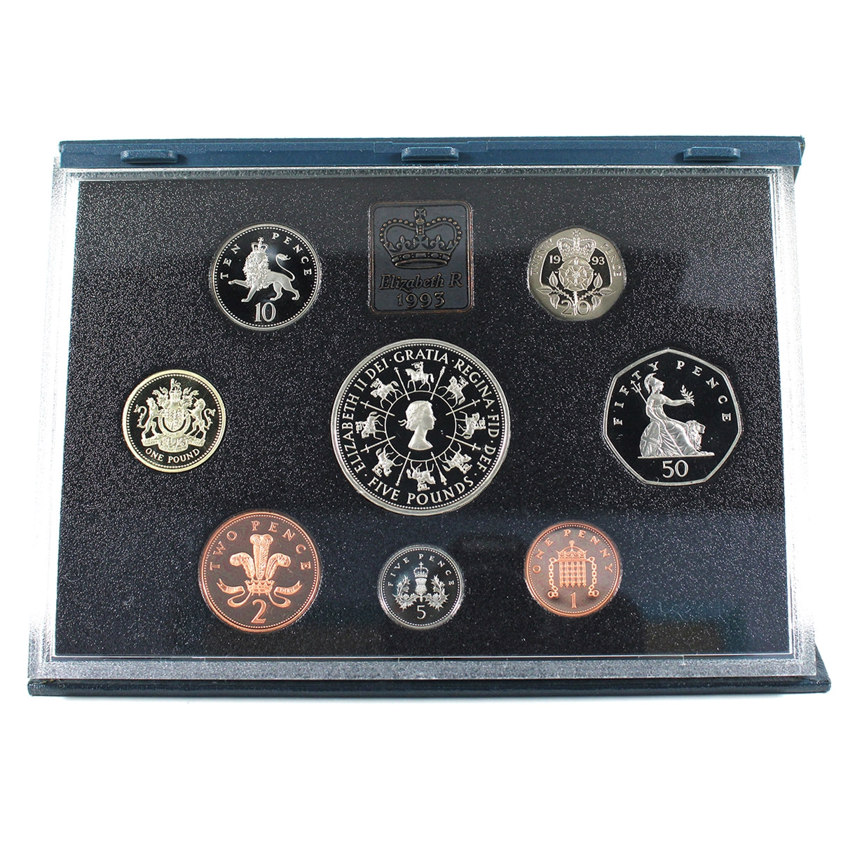 1993 Great Britain 8-coin Proof Set in Case w/ CoA (Toned)