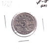 1929 Canada 5-cents VF-EF (VF30) Scratched, Cleaned, or impaired