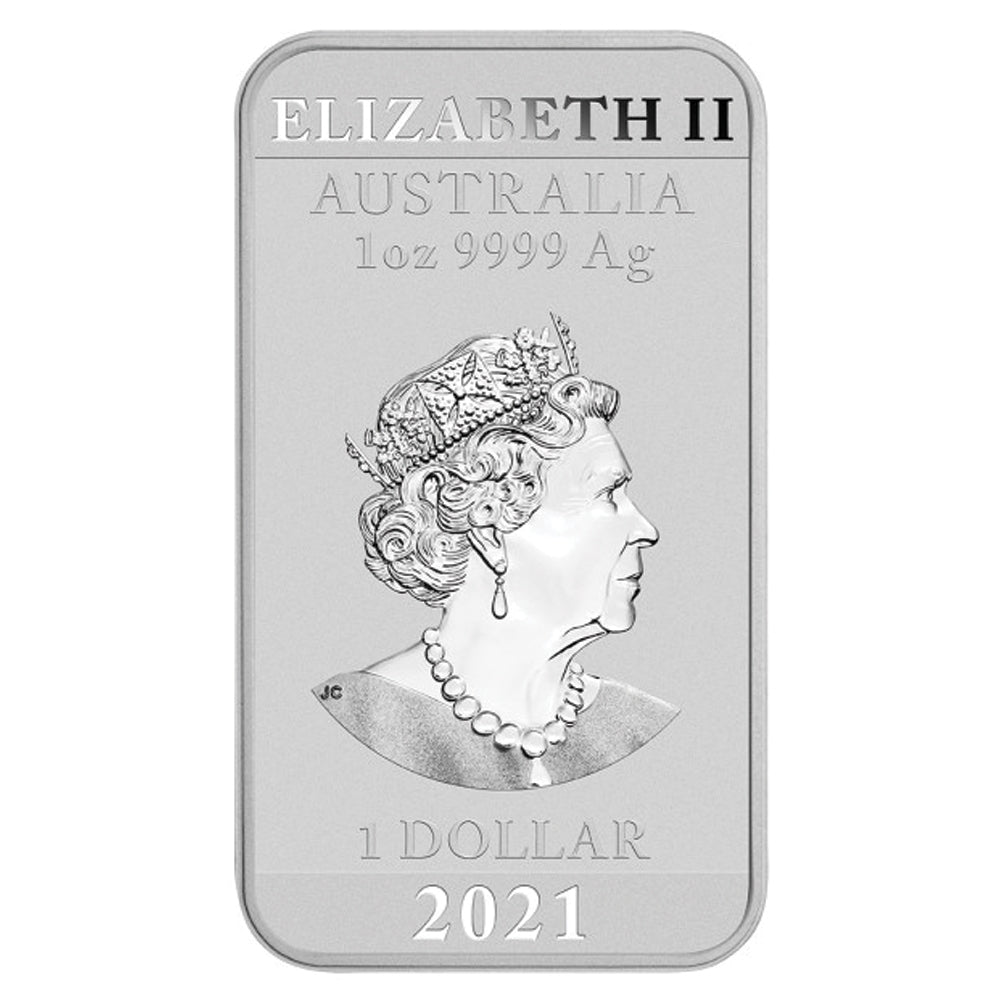 2021 Australia $1 Dragon Bar .9999 Silver (No Tax) Lightly Toned