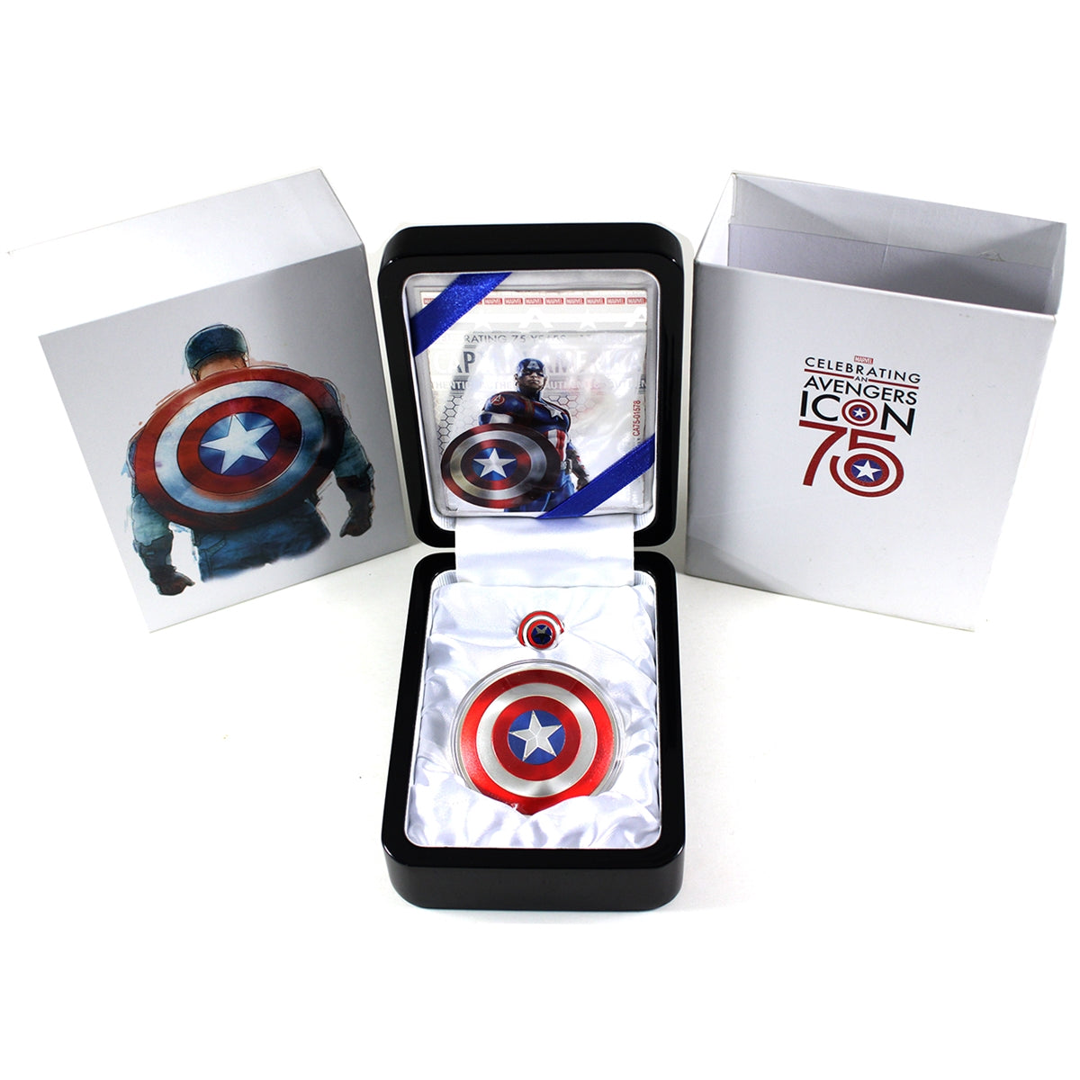 Fiji 2016 Captain America's Shield 2oz Fine Silver Coin with Pin (No Tax) Impaired