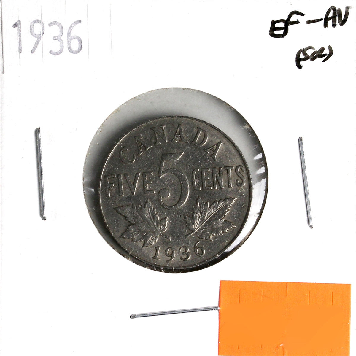 1936 Canada 5-cents EF-AU (EF45) Scratched