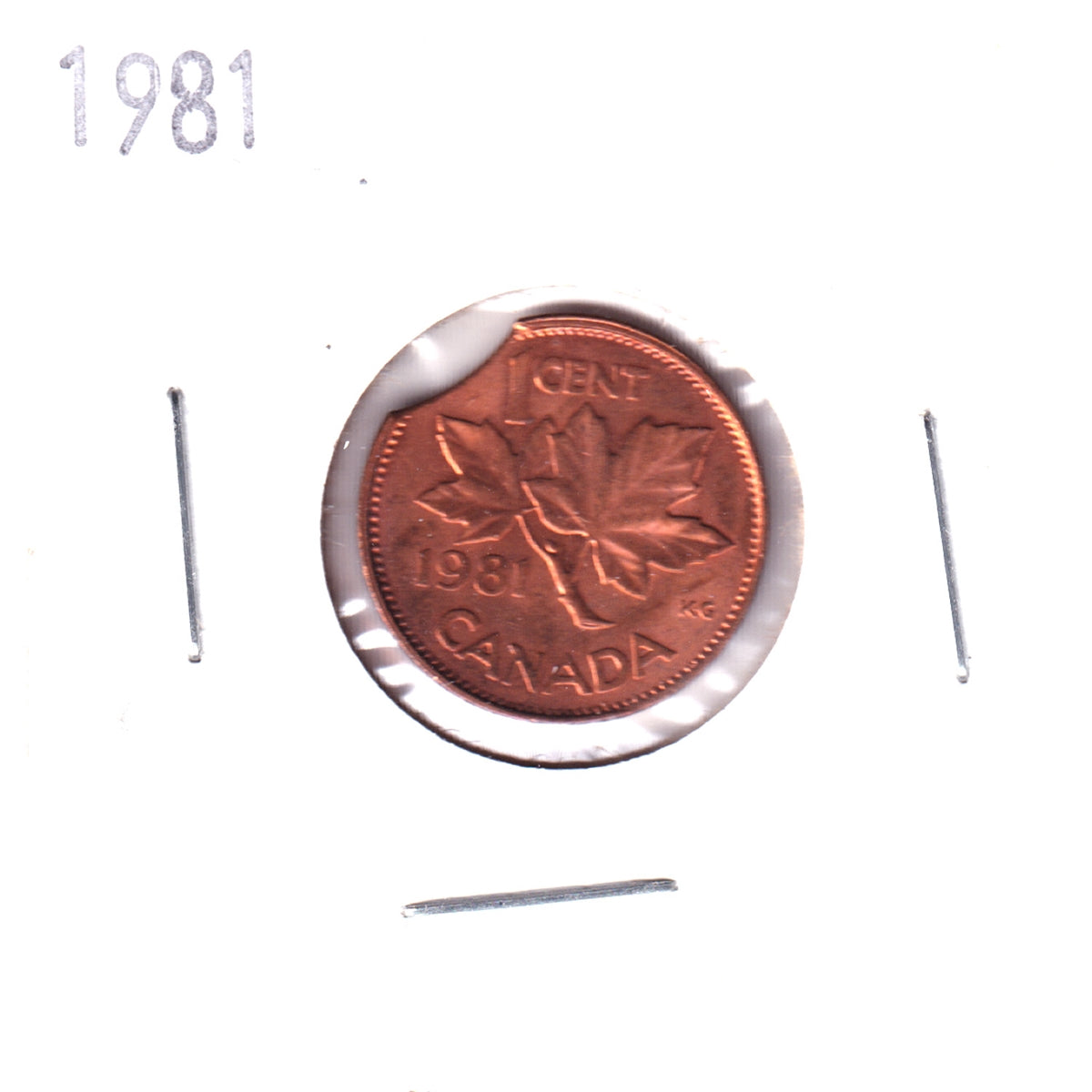 ERROR Clipped Planchet 1981 Canada 1-cent