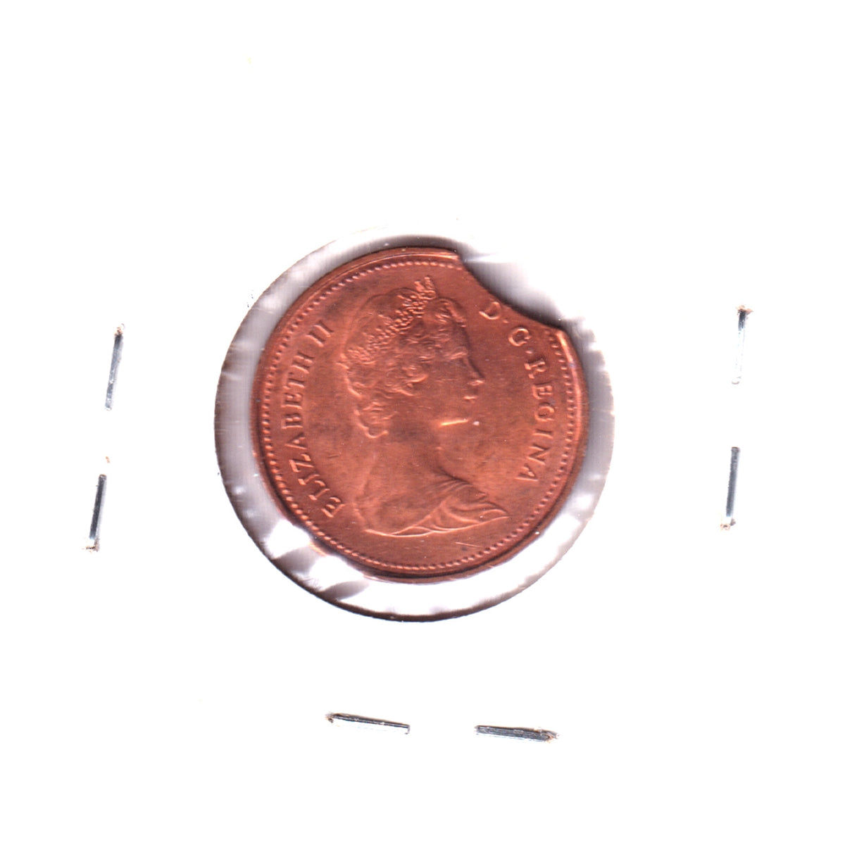ERROR Clipped Planchet 1981 Canada 1-cent