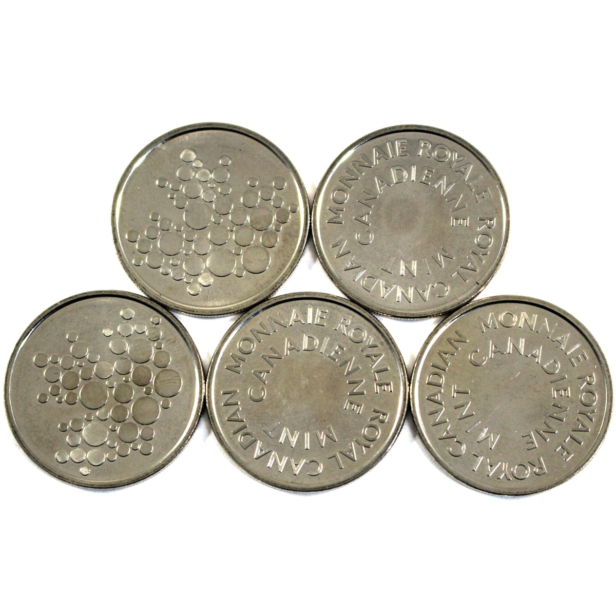 Lot of 5x Royal Canadian Mint Tokens with Bubble Maple Leaf, 5Pcs (Toned)