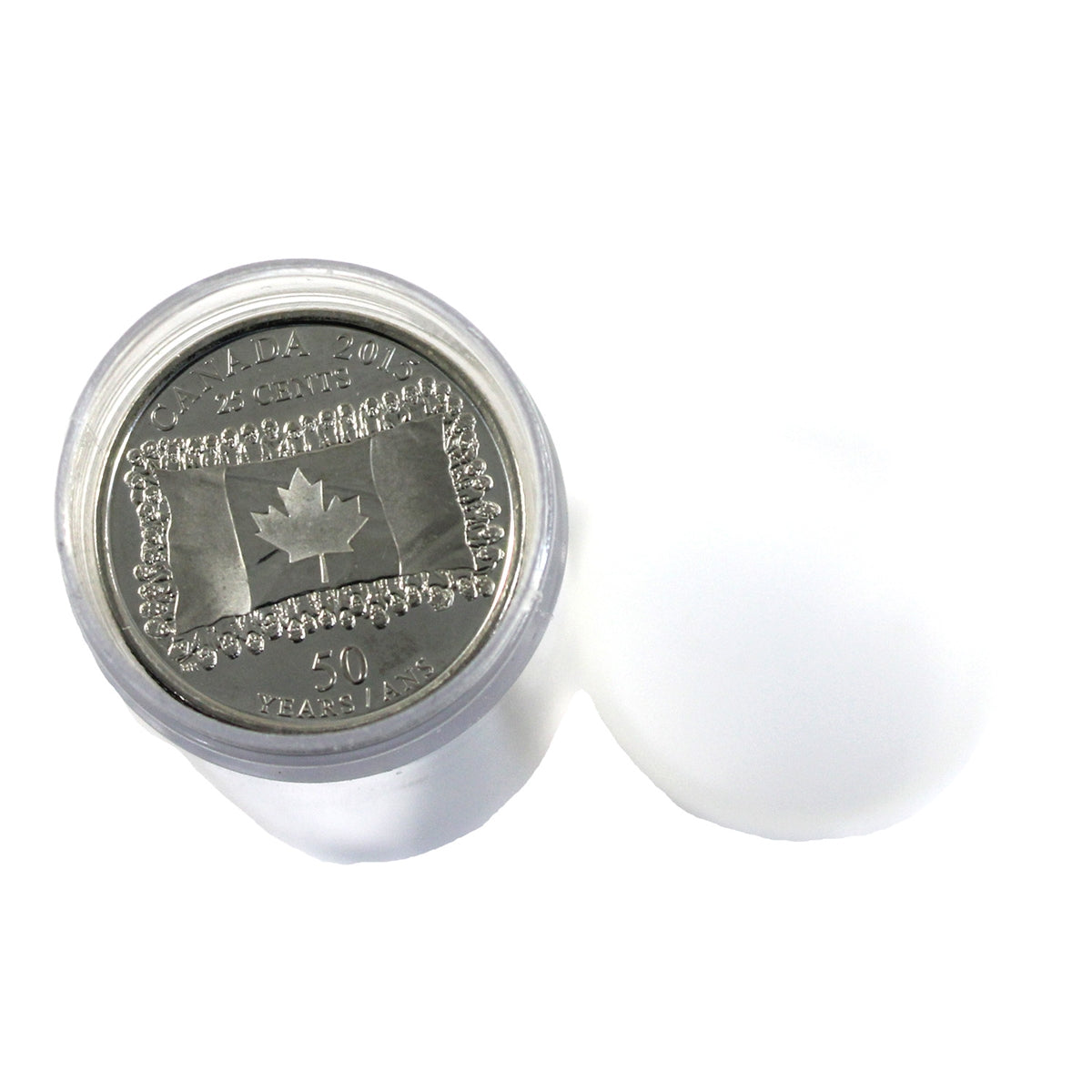 Roll of 40x 2015 Canada Flag 25-cents, Uncoloured