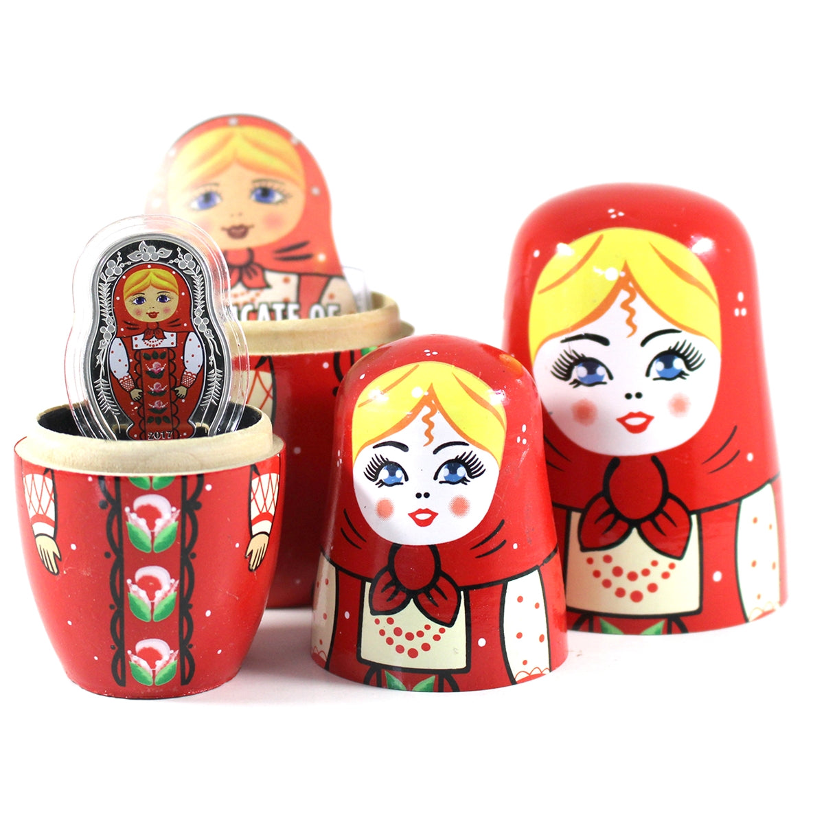 2017 Solomon Islands $5 Matryoshka Russian Doll 1oz Silver (No Tax) Capsule scuffed