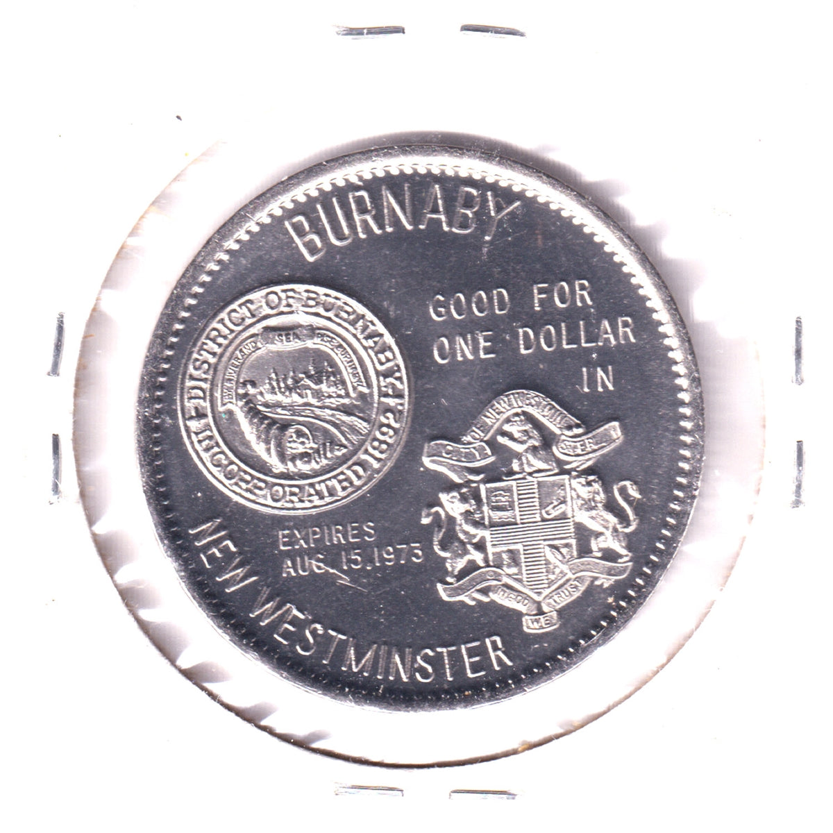 New Westminster - Burnaby, British Columbia 1973 Canada Games Trade Dollar